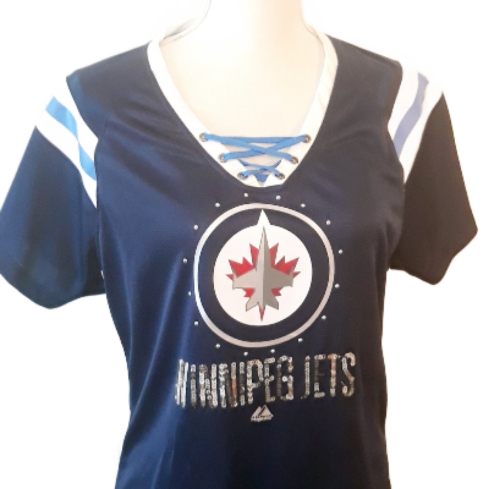 NHL Winnipeg Jets Sequin Lace Up Jesrey Size XL